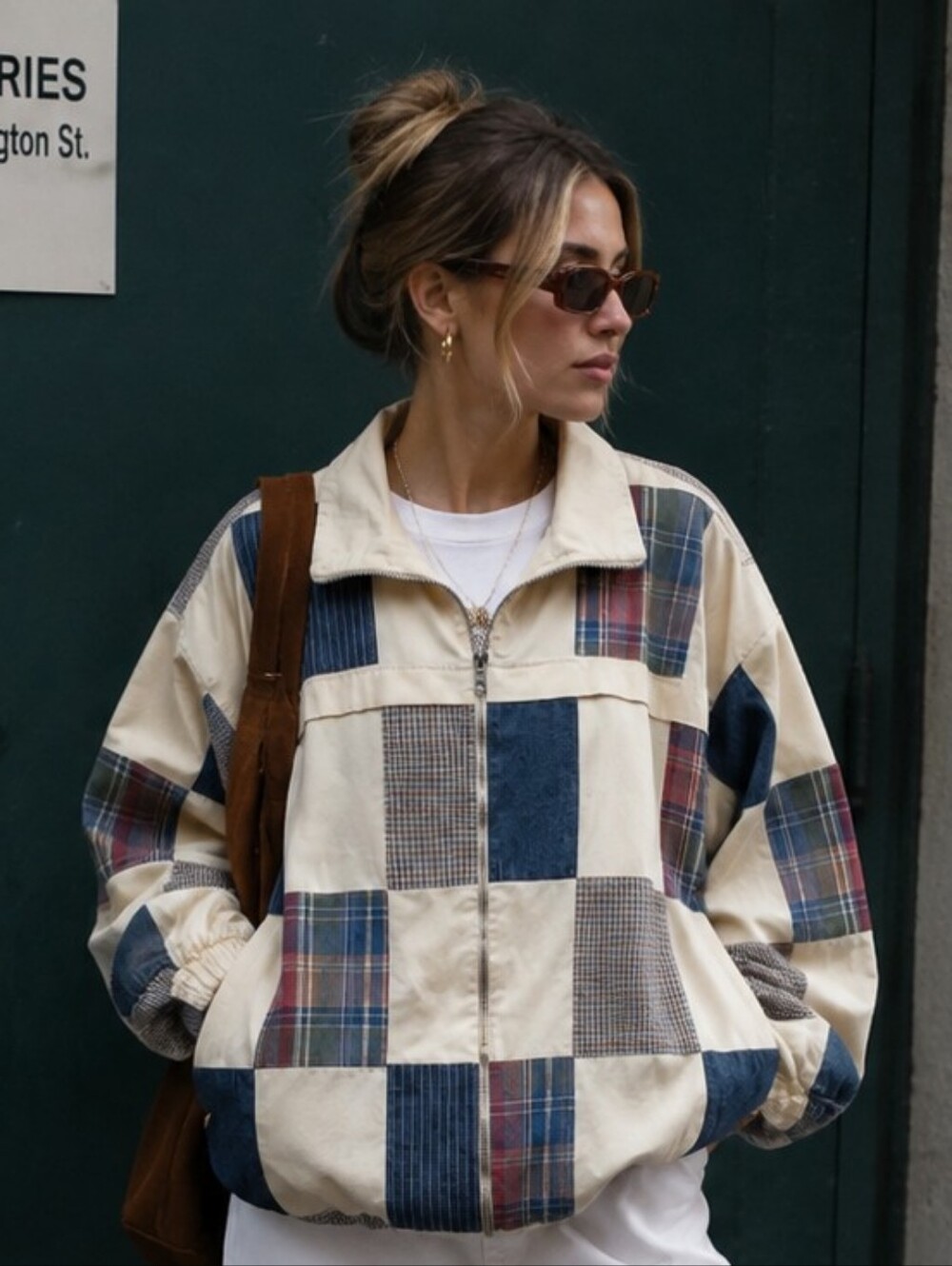 Vtg Koret Patchwork Jacket Grannycore Plaid Boxy Oversized Preppy Streetwear 2X